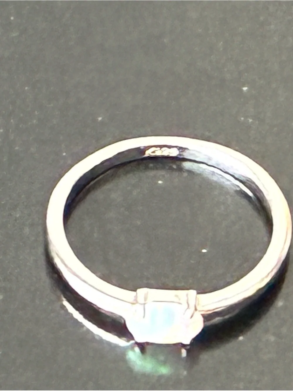 Sterling Silver Opal Solitaire Ring - White Opal Sz 7